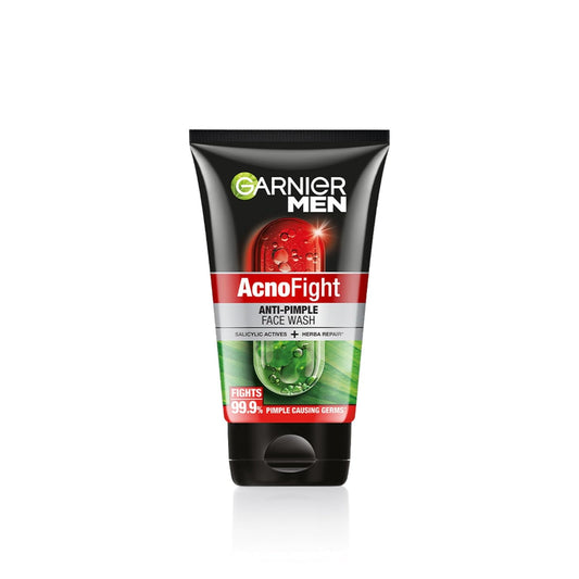 Garnier Men AcnoFight anti-pimple face wash tube on a white background