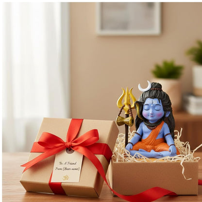 Shivji Idol for Car Dashboard, Home Temple & Office Desk | Compact Resin Mahadev Murti for Puja Room, Table Decor & Spiritual Gift | Small Lord Shiva Statue (Mahadev Mini Statue)