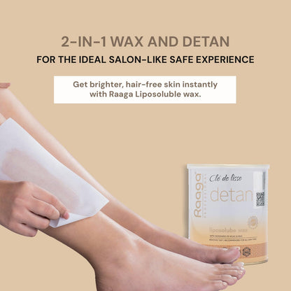 Raaga Professional Detan Liposoluble Wax | Kojic and Milk (Imported Ingredient) | Removes Tan | Dermatologically Tested, Colophony Free | For All Skin Types (800 ml)