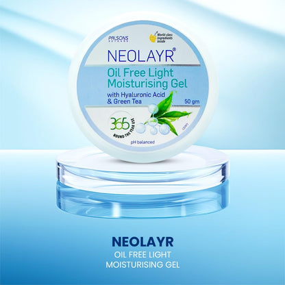 NEOLAYR Oil Free Light Moisturizing Gel | Hyaluronic Acid Moisturiser | Gives Skin an Oil Free Glow | Complete Skin Hydration in 60 Minutes | For Men & Women (50)
