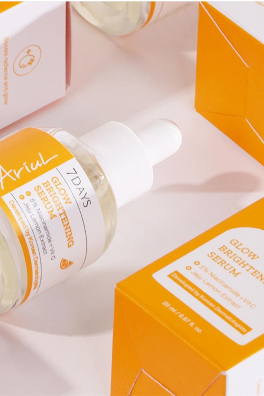 Ariul 7days Glow Brightening Serum (20ml) Korean Face Serum for Dark Spots with 5% Niacinamide & Vitamin-C, Fade Dark Spots, Uneven Skin Tone, Hydrating Lightweight Glow Serum for Radiant Skin In Just 7 Days