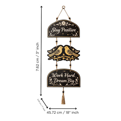 eCraftIndia Gold Foil Embossed Wooden Stay Positive Work Hard Dream Big Wall Hanging for Home Office