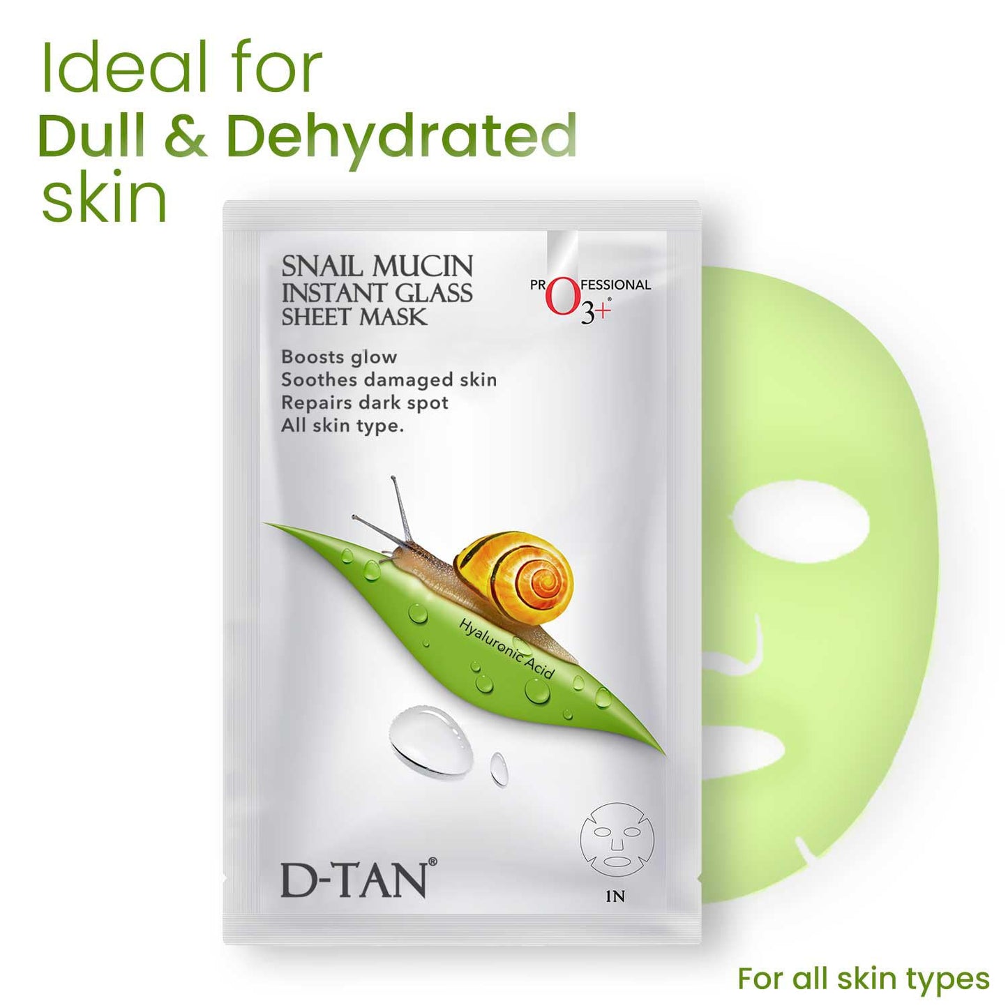 O3+ Snail Mucin Instant Glass Sheet Mask 30 ml