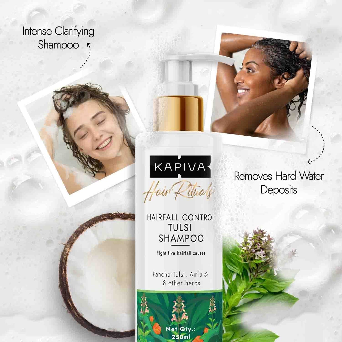 Kapiva Tulsi Anti Hairfall Shampoo | Fights Hard Water Damage & Controls Hair fall | Reduces Hair Breakage