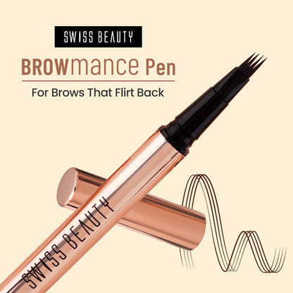 Swiss Beauty BROWmance Pen | Fills In Sparse Hair | 8-Hour Stay | Waterproof | Shade- 03 Dark Brown | 1ml