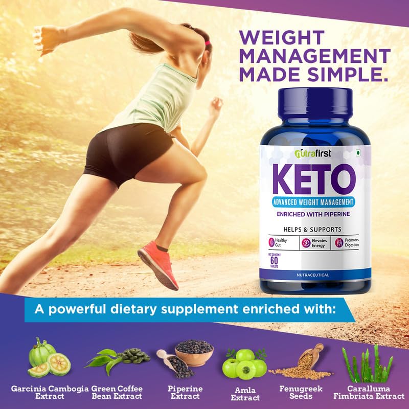 Nutrafirst KETO Advanced Tablets (60 Tab) with Garcinia Cambogia & Green Coffee Extract | Supports Weight Loss, Fat Burning & Ketosis | Boosts Energy & Metabolism | Natural Keto Supplement
