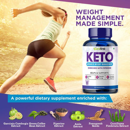 Nutrafirst KETO Advanced Tablets (60 Tab) with Garcinia Cambogia & Green Coffee Extract | Supports Weight Loss, Fat Burning & Ketosis | Boosts Energy & Metabolism | Natural Keto Supplement