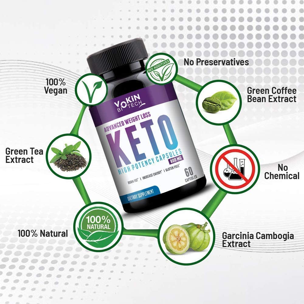 Yokin Biotech keto supplement bottle with health benefits on a white background