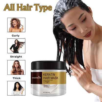 Smartdrops Keratin Hair Mask, Smooth Texture Formula, For All Hair Types, Soft Finish Care, (Pack of 1) (100 g)