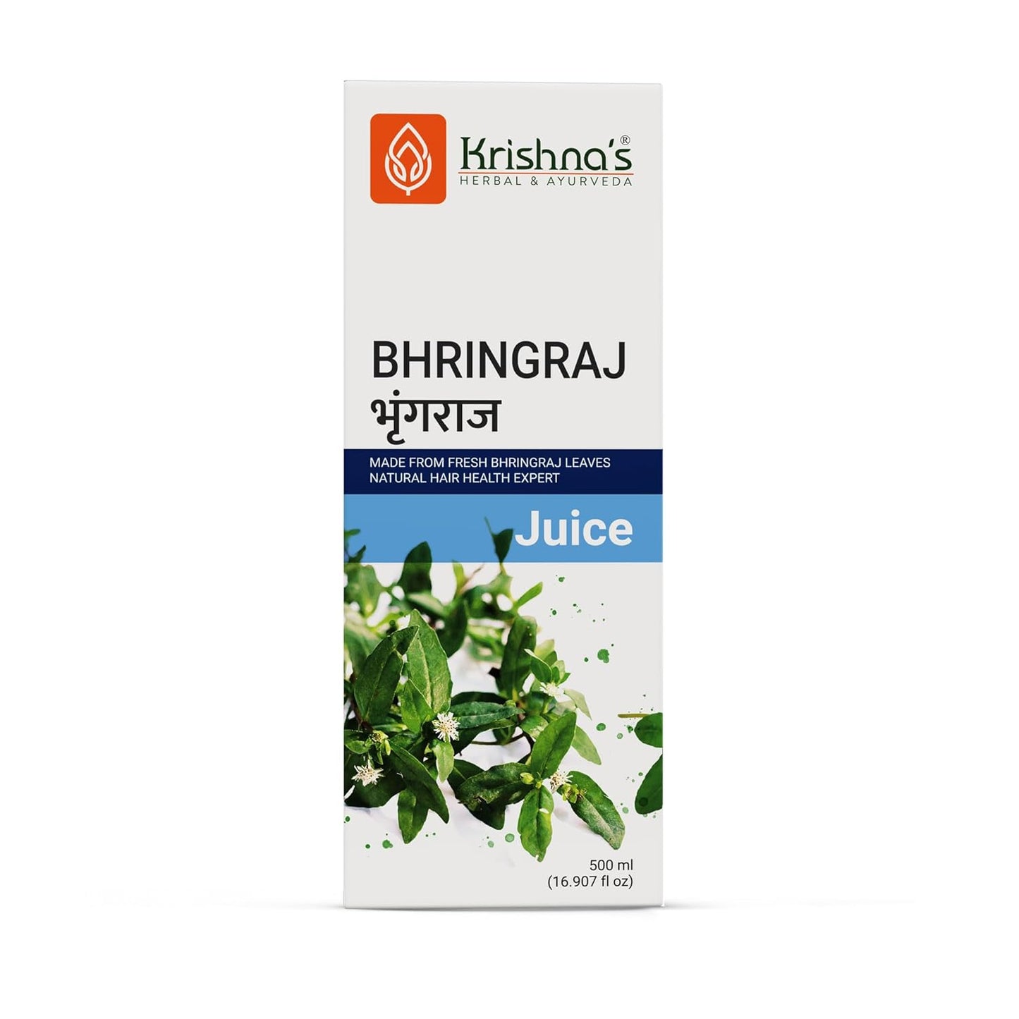 KRISHNA'S HERBAL & AYURVEDA Bhringraj Juice-500 Ml(Pack Of 1)|Preservative Free|Nourishes Hair And Improves Hair Growth