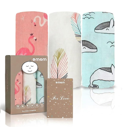 DOTMOM Pure Organic Bamboo Swaddle Wrap Softer Than Cotton Muslin Swaddlers for Newborn Baby Receiving Blanket & Wrappers | Baby Towel Gift Pack for Newborn Babies 120X120 CM, 0-18 Months, Pack of 3