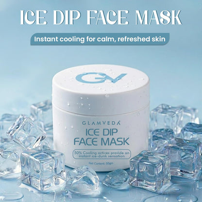 Glamveda Hyaluronic acid Ice Dip Cooling Face Mask | Instant Ice-Dunk Sensation | For Instant Hydration, Skin Tightening & Pore Reduction| Boosts Collagen Production | Skin Brightening face Mask | 50g