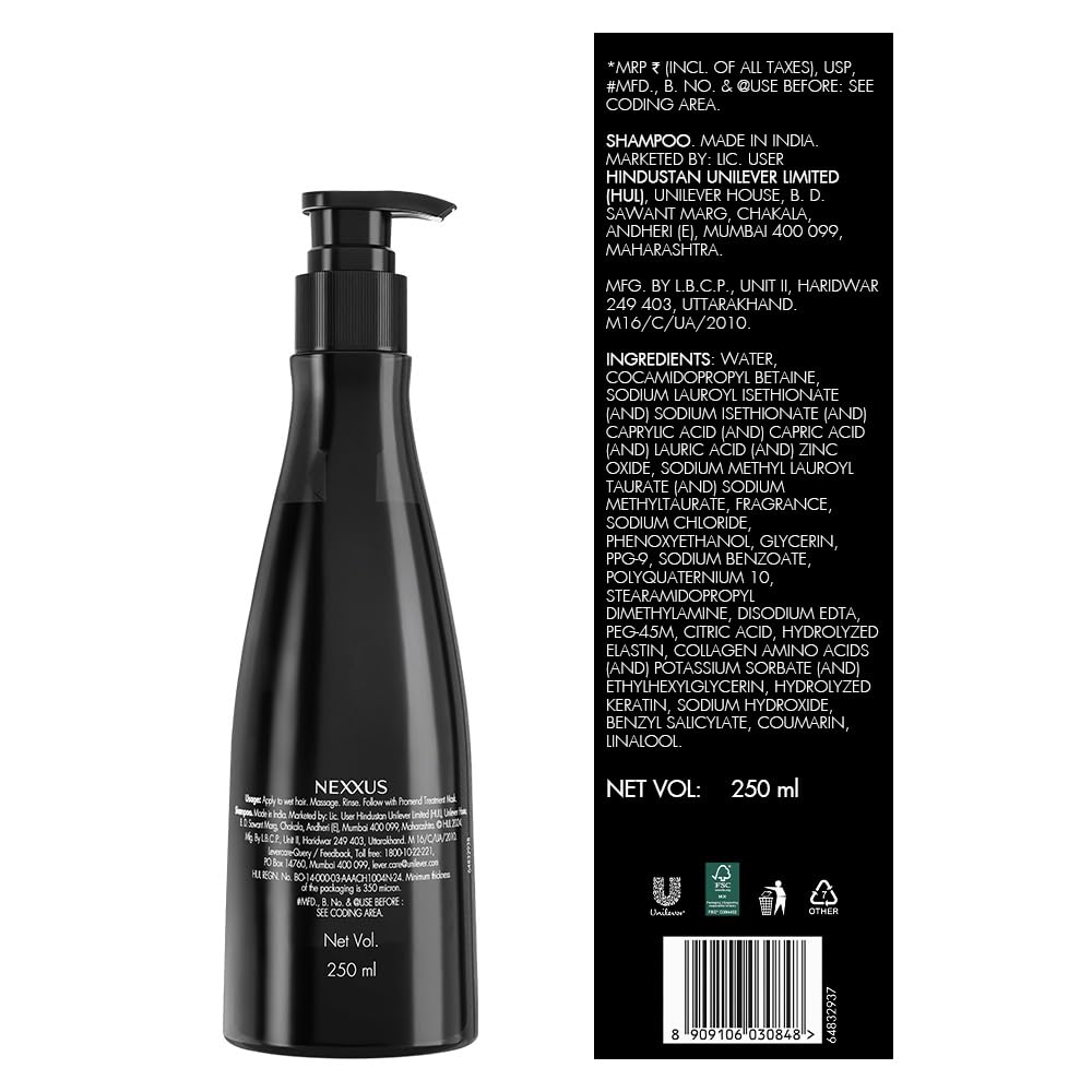 Nexxus shampoo bottle with label on a white background