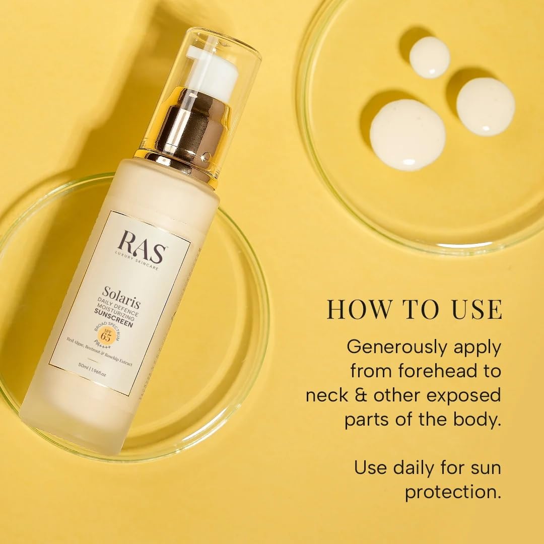 RAS Luxury Oils Solaris Daily Defence Mineral Sunscreen, SPF 50, PA+++, Protects from UV damage