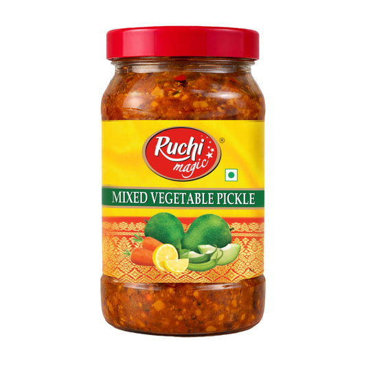Ruchi Magic Mixed Veg Pickle | Crunchy Traditional Indian Pickle with Assorted Vegetables and Spices | Deliciously Tangy & Spicy Home-Style Taste | 1 kg