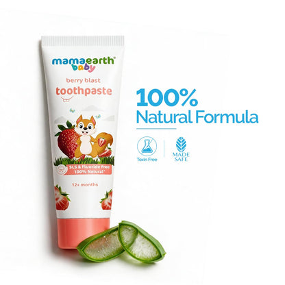 Mamaearth 100% Natural Berry Blast Kids Plaque Removal Toothpaste 50 Gm, Fluoride Free, SLS Free, No Artificial Flavours, Best for baby