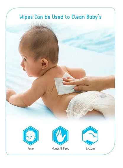 Babyhug Advanced 99% Water Unscented Baby Wipes 72 Pieces, 100% Plant Based Fabric, Biodegradable, Fragrance Free, Hypoallergenic