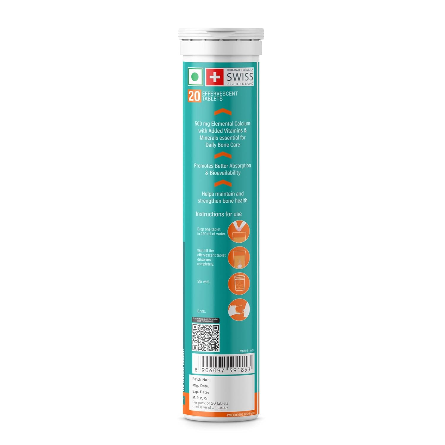 Swiss Plus supplement tube on a white background