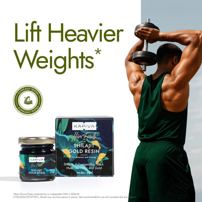 Kapiva Shilajit/Shilajeet Gold Resin - 40g | Super Saver Pack | 500mg/Serving | 80 Servings | Boost Muscle Growth & Stamina | Contains 24 Carat Gold | 100% Ayurvedic