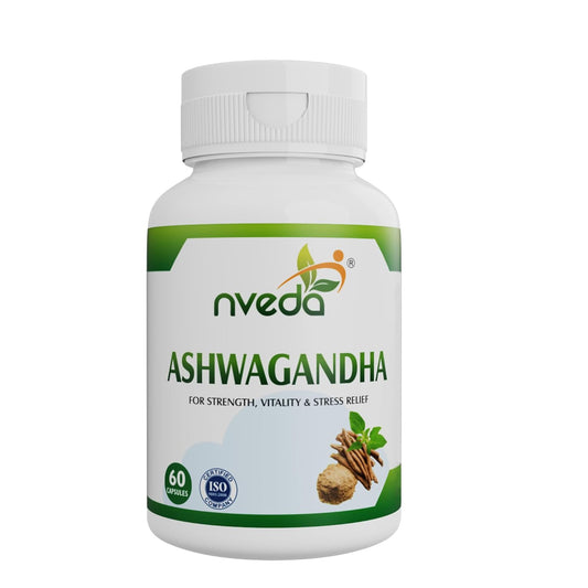 Nveda Ashwagandha 60 Capsules, Anxiety & Stress, Ashwagandha for Men & Women, Boosts Vitality, Improves Strength & Energy, Ashwagandha Capsule (500gm)