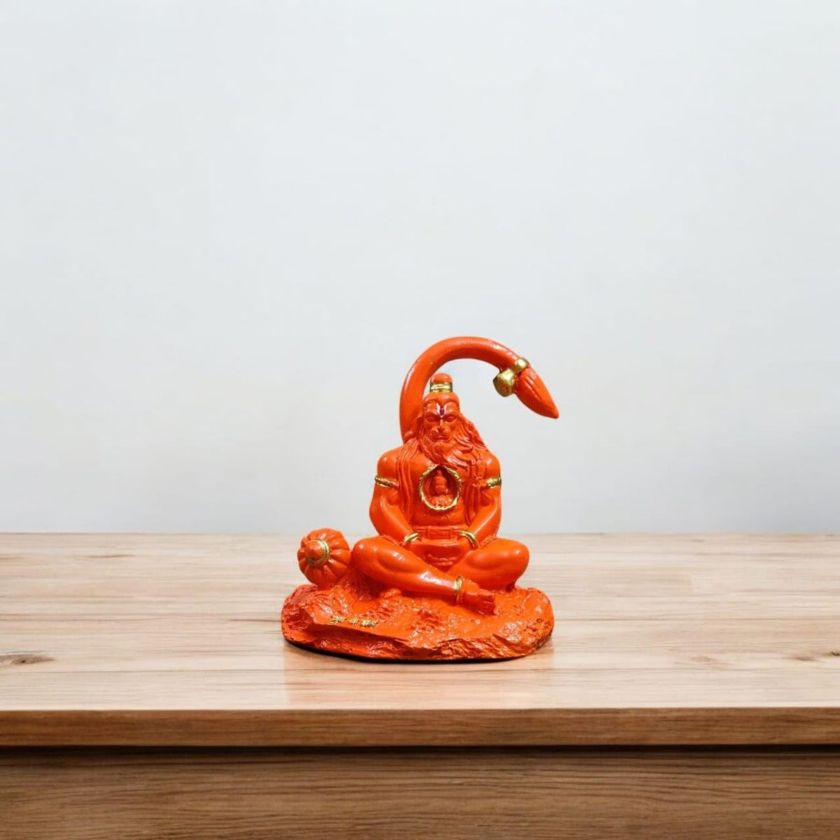 Resin Lord Hanuman Idol for Home Decor – Meditating Hanuman Ji Murti with Lord Ram Inside Chest | 10×8×5 cm Decorative Figurine for Temple, Office Desk & Car Dashboard (Regular Quality)