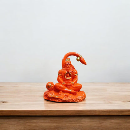 Resin Lord Hanuman Idol for Home Decor – Meditating Hanuman Ji Murti with Lord Ram Inside Chest | 10×8×5 cm Decorative Figurine for Temple, Office Desk & Car Dashboard (Regular Quality)