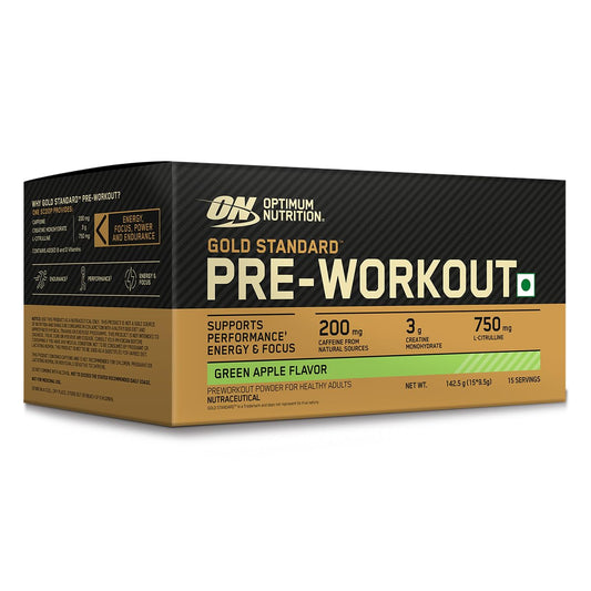 Optimum Nutrition (ON) Gold Standard Pre-Workout- 142.5g/15 single serve packs, For Energy, Focus, Power, Endurance & Performance