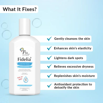 Fixderma Fidelia Gentle Skin Cleanser | Face Wash for Women | Body Wash for Men | Face & Body Wash for Dry & Sensitive Skin | Soap Free Face & Body Wash - 250Ml