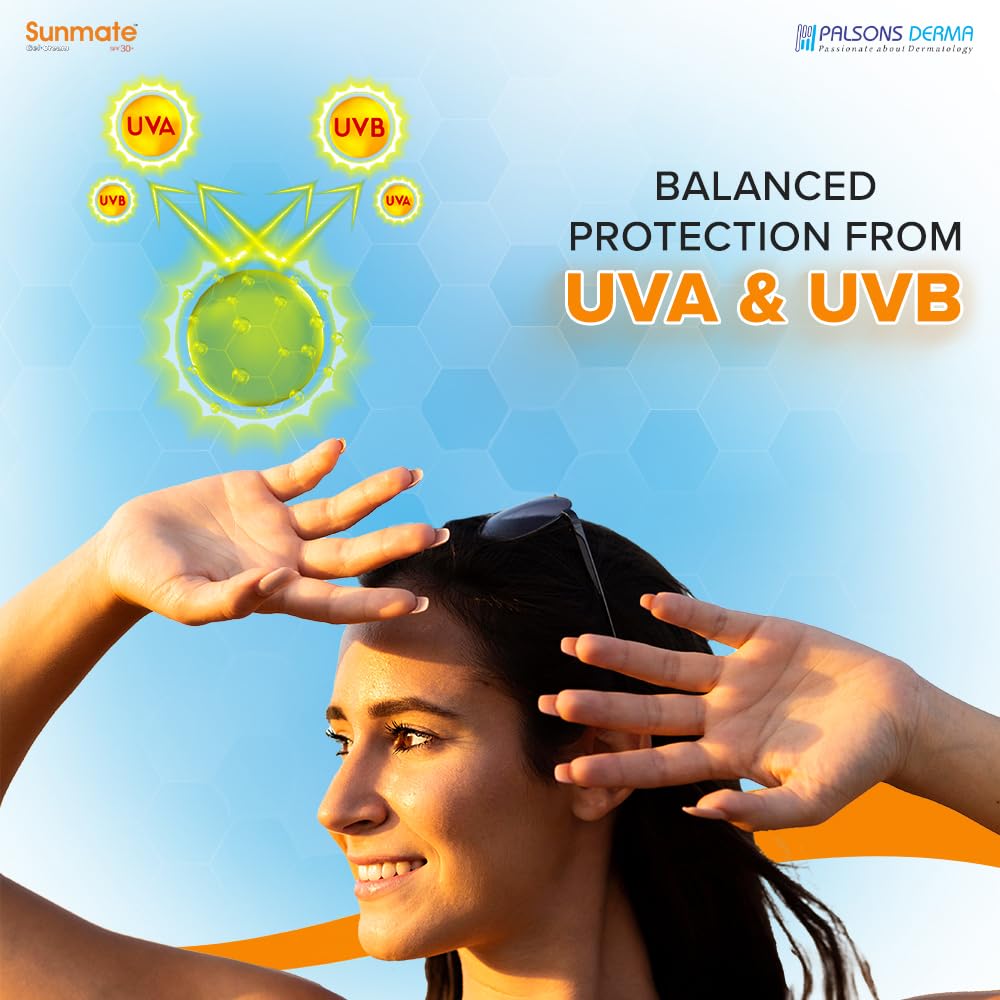 Sunmate Gel Cream SPF 30+ Sunscreen 50 gm | For Oily and Acne Prone Skin I Oil Free, Non-Greasy, Matte Finish, No White Cast, Non Comedogenic | BOOTS 5 Star Rated | PA +++ | Very Water Resistant