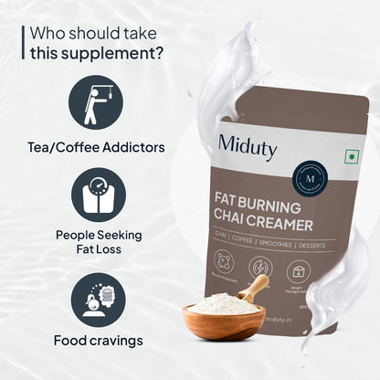 Zephivo Miduty by Palak Notes Fat Burning Chai Creamer - Fat Burning - Metabolism - Fat loss - Weight management - Diabetes care - Medium Chain Triglyceride MCT Powder 200g (1)