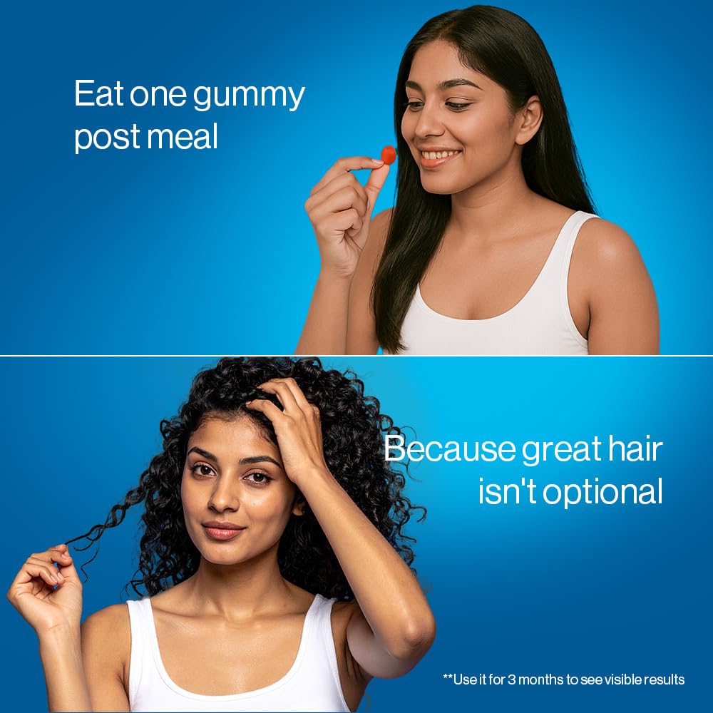 Be Bodywise Biotin Hair Gummies for Stronger, Shinier Hair & Nails | 30 Day Pack | With Biotin, Zinc, Folic Acid, Fibre & Multivitamin | Strawberry Flavour | No Added Sugar, Gut Friendly