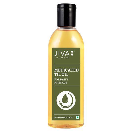 Jiva Medicated Til Oil 120 ml | Ayurvedic Oil Made of Pure Herbs | Relieves Joint And Muscle Pain, Stiffness And Tremors | Pacifies Vata Dosha
