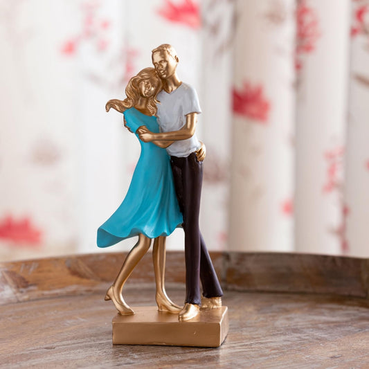 'Dance of Love' Romantic Couple Resin Decorative Sculpture Showpiece (Handcrafted, 25.2 cm) |Home Decoration Items for Living Room, Home Décor Return Gifts for Housewarming Multicolor