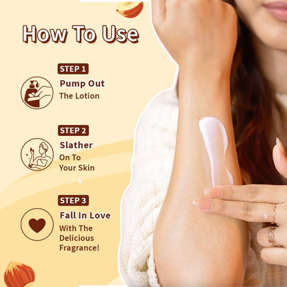 Plum BodyLovin' Hazelnut Eclair Body Lotion | Cocoa Butter & Vitamin B5 for Deep Moisturization | Hazelnut & Vanilla Notes | Non-Greasy & Lightweight | Soft, Smooth & Glazed Skin | For Dry To Very Dry Skin | Toasted Nutty Choco-Vanilla Fragrance | 400ml