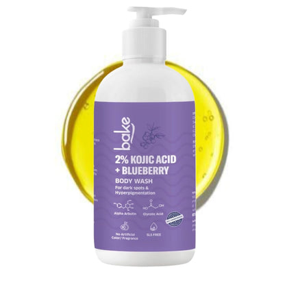 BAKE 2% Kojic Acid Brightening Body Wash with Glycolic Acid & Alpha Arbutin | De-Tan Body Wash | For Pigmentation & Tan Removal | For Dark Knees & Elbows | Dark Spots & Sun Damage | For Men & Women - 250ml