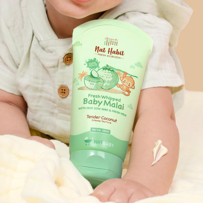 Nat Habit Tender Coconut Baby Malai for Intense Nurture, Moisturizer for Deep Nourishment & Skin Barrier Protection | 100% Natural, Chemical-Free Baby Cream | 120ml