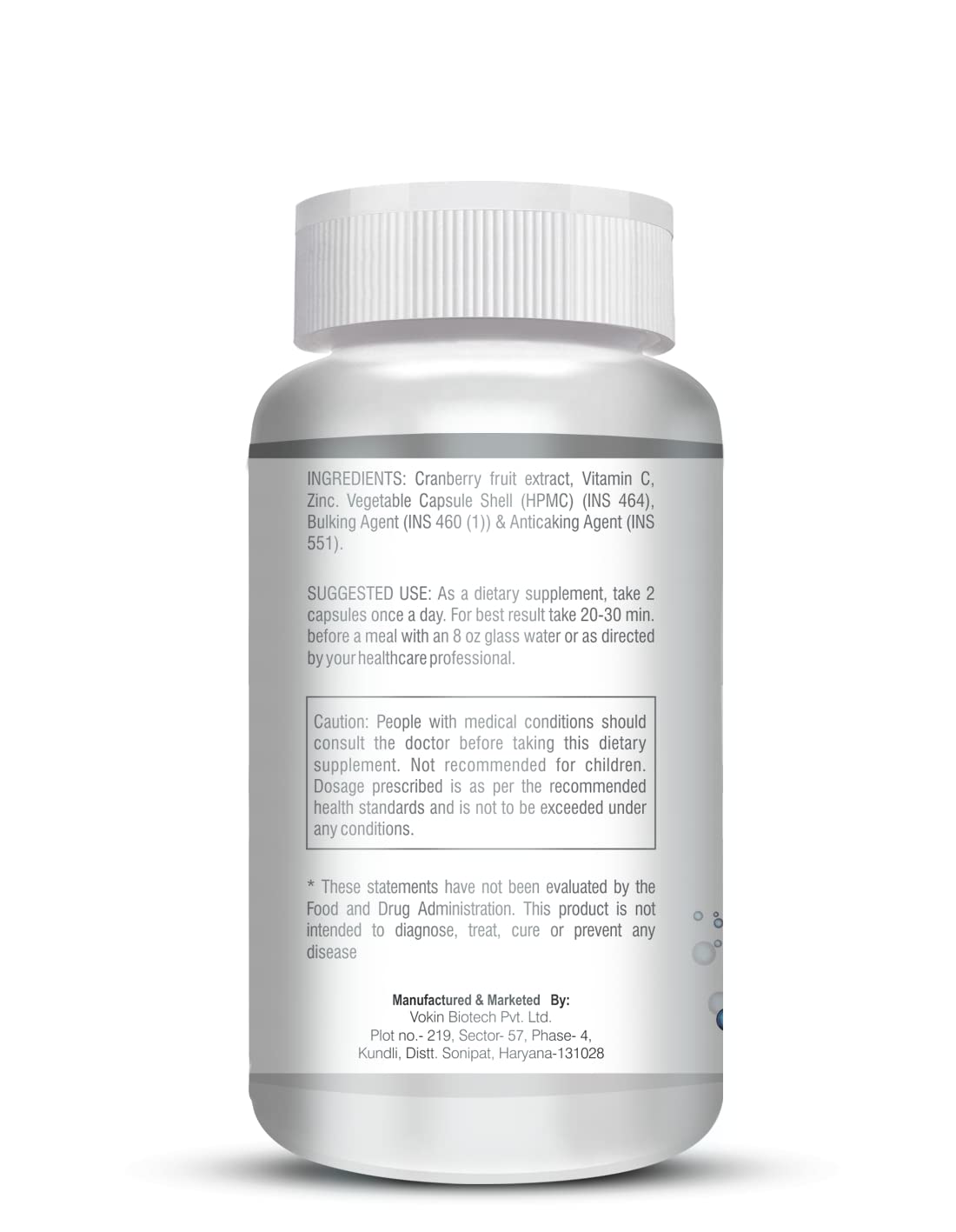 Supplement bottle with label on a white background