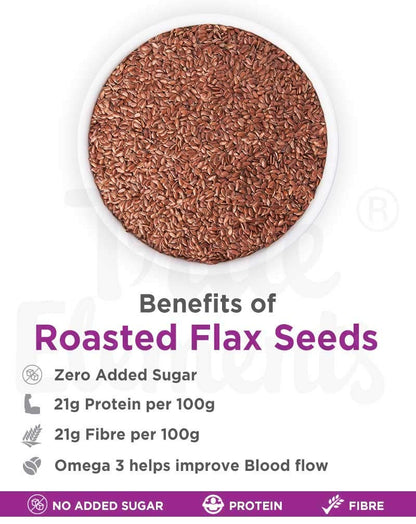 Roasted Flax Seeds by True Elements - Flax Seeds for Hair Growth | Alsi Seeds | Edible Seeds | Fibre & Protein Rich Superfood | Diet Food for Weight Loss