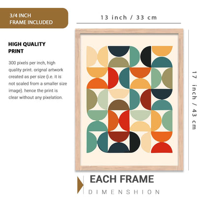 Boho Art Home Decoration Paintings With Frame For Living Room Bed Room Hotel Wall Decor Digital Reprint Set of 3 (13X17 inch)