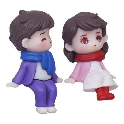 eCraftIndia Valentine Gift for Girlfriend Boyfriend| Plastic Cute Boy Girl Sitting Couple Statue Decorative Showpiece | Valentine Day Gift for Husband Wife Her Him | Valentine Day Decoration Items