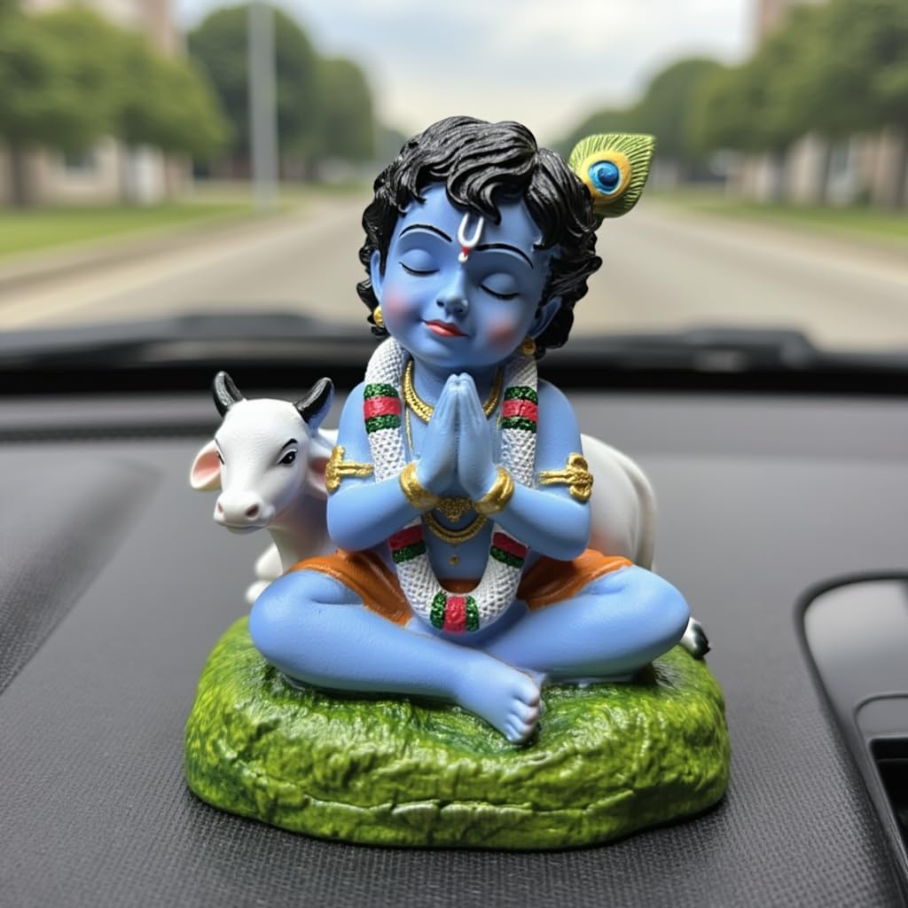 UNOVATE Krishna Idol for Car Dashboard | Krishna Murti for Home | Blue