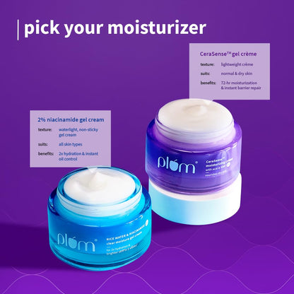 Plum CeraSense Moisturizing Crème with Ceramides & Peptides | Instant barrier repair|72-hr moisturization | Dermat-Tested | Moisturizer for dry & normal skin types| Women & Men | 50g