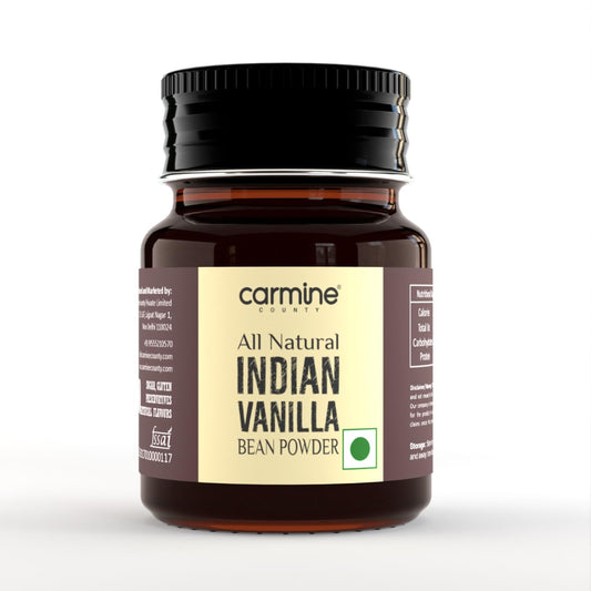 Carmine County 100% Pure & Natural Indian Vanilla Bean Powder, 20g | Aromatic Baking Enhancer | Rich in Flavor & Aroma | No Additives or Preservatives | Ideal for Cakes, Coffee, Sweets, Milkshakes, Cookies & Desserts