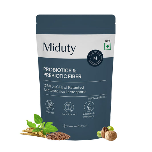 Zephivo Miduty Palak Notes Probiotics Prebiotic Powder for Gut Health - Men - Women - Kids - Patented Lacto Bacillus Coagulans - Immunity Support - Constipation Help- 150 gm