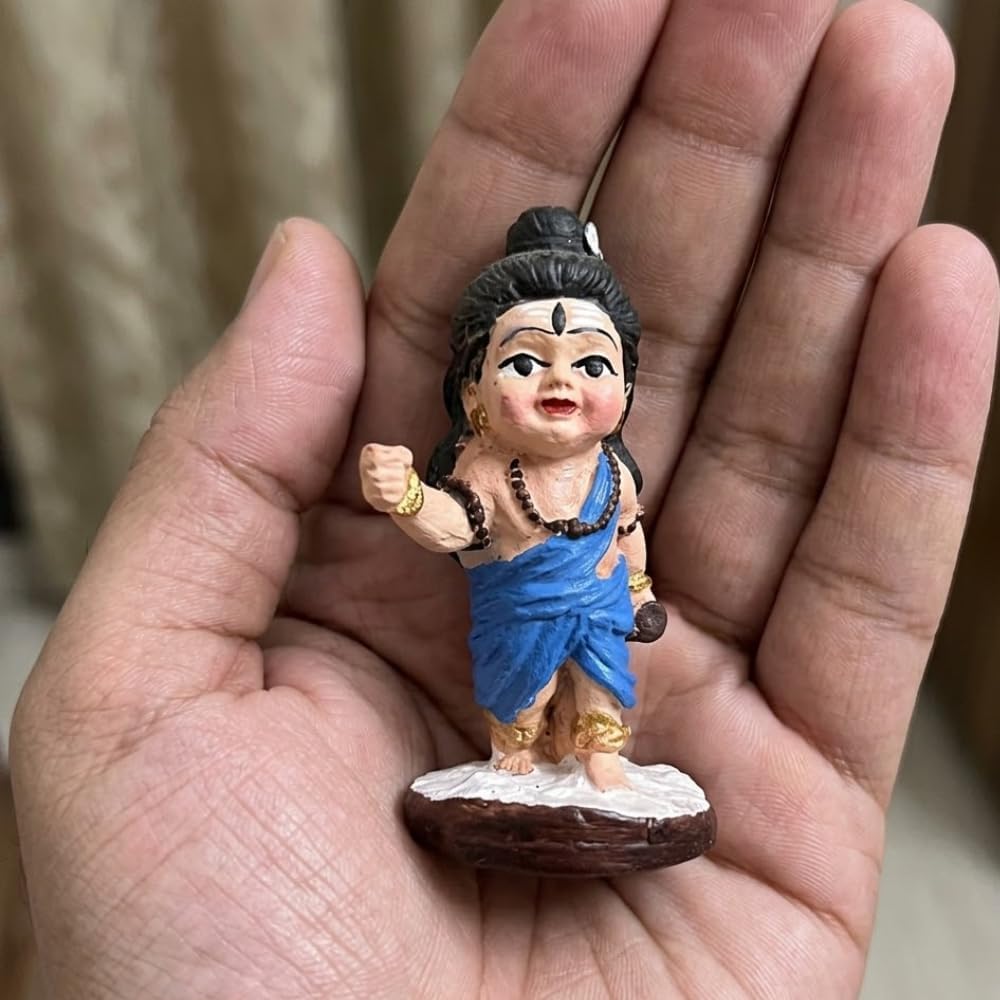 Shivji Idol for Car Dashboard, Home Temple & Office Desk | Compact Resin Mahadev Murti for Puja Room, Table Decor & Spiritual Gift | Small Lord Shiva Statue (Baby Shiva Blue)