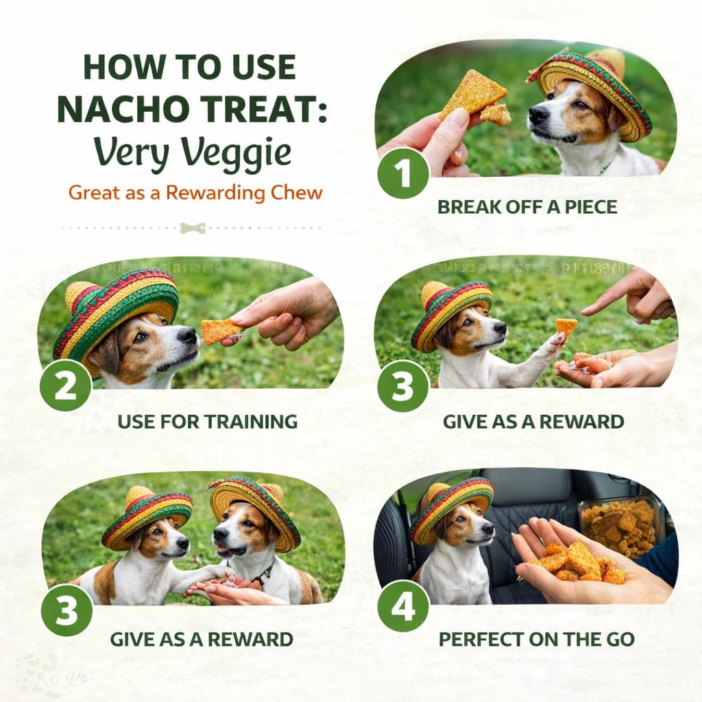 LeafyPaws Nacho Treats Dog Snacks (45g) | Natural Reward Treats for Dogs | 100% Natural Grain Free, Lactose Free, No Added Preservatives (Very Veggie)