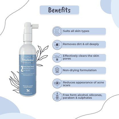 Teenilicious Acne Toner With 0.5% Salicylic Acid & Tea Tree Oil - For Oily Skin & Comedonal Acne - 100Ml