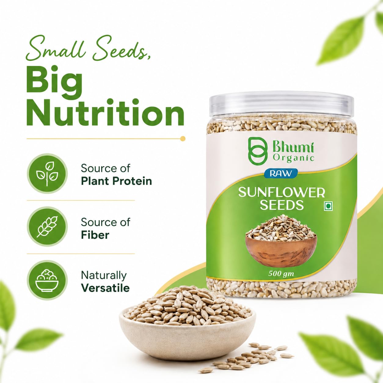 Bhumi Organic Premium Sunflower Seeds – 500GM