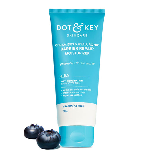 Zephivo Dot & Key Ceramides Moisturizer with Hyaluronic for Intense Moisturizing and Skin Strengthening | With Probiotic & Rice Water I Barrier Repair Cream | For Dry Skin, Normal Skin & Sensitive Skin | 100g
