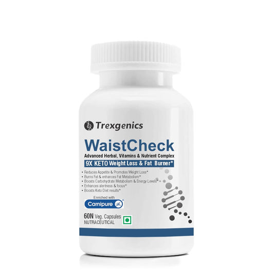 Trexigenics WaistCheck supplement bottle on a white background